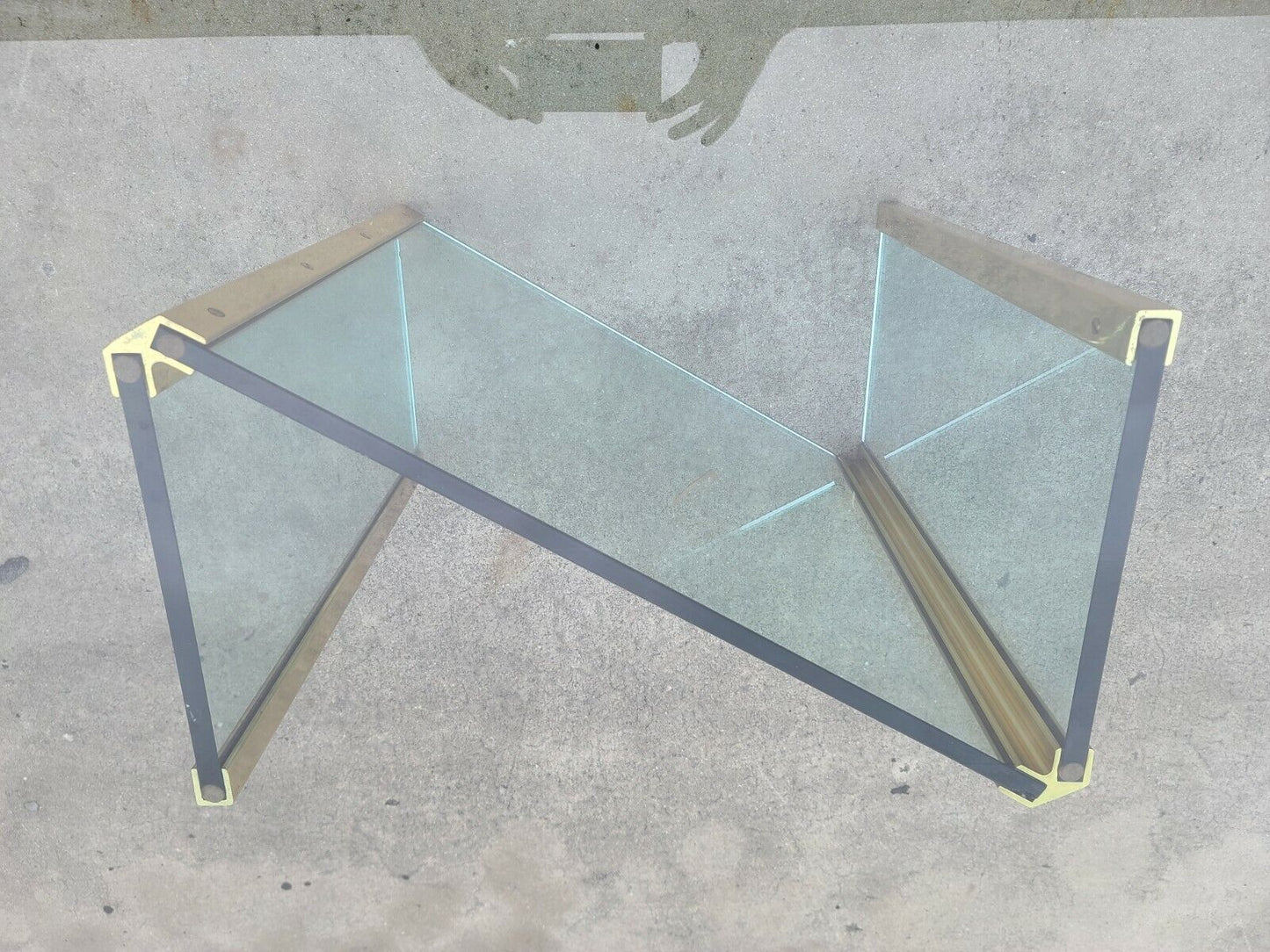 1970's Leon Rosen for PACE COLLECTION Glass & Brass Dining Table 72" x 40"