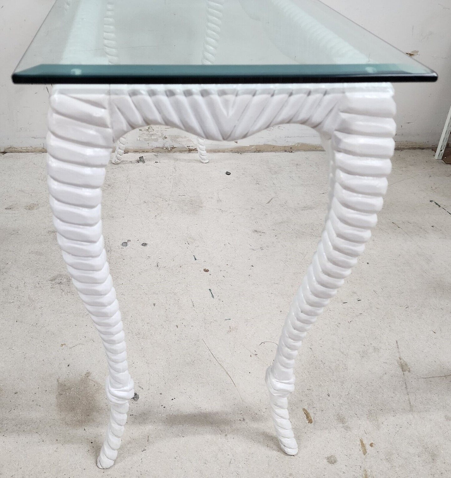 Italian Glass Console Solid Wood Faux Rope