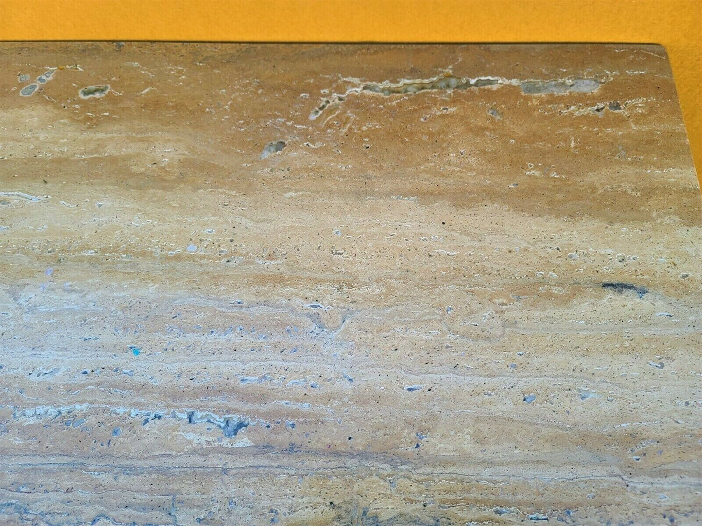 1970's Italian Walnut Travertine Highly Polished Marble Dining Table