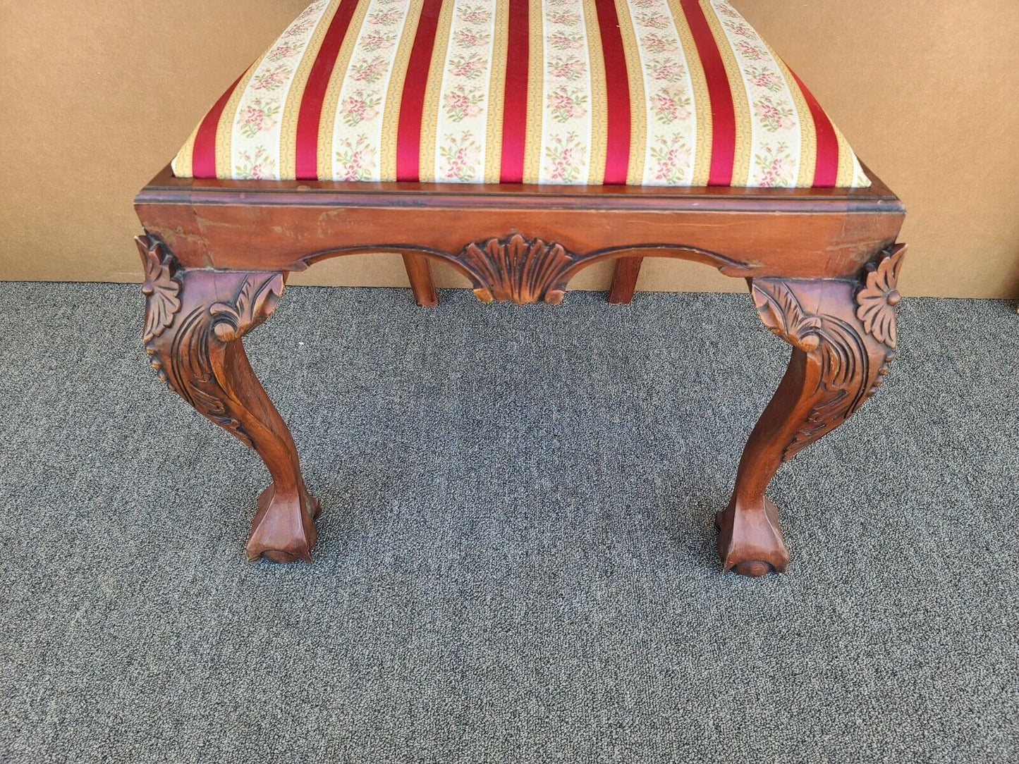 Vintage Mahogany Chippendale Ball & Claw Scroll Back Dining Desk Accent Chair