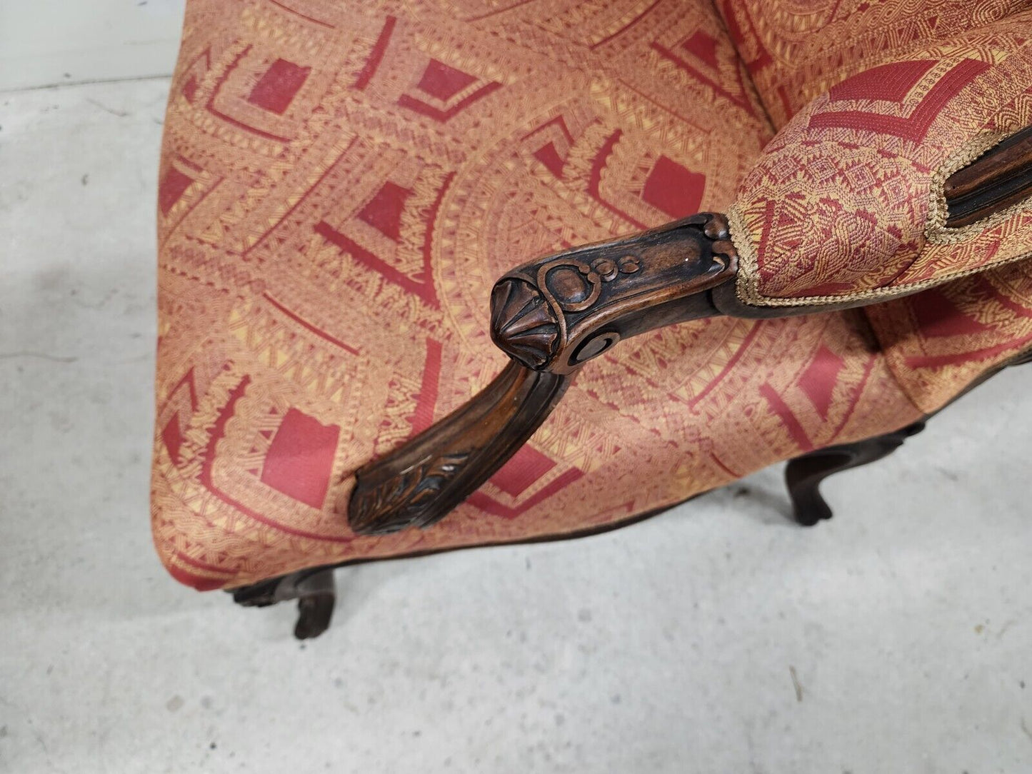 French Provincial Chair Wingback Walnut Bergere Antique