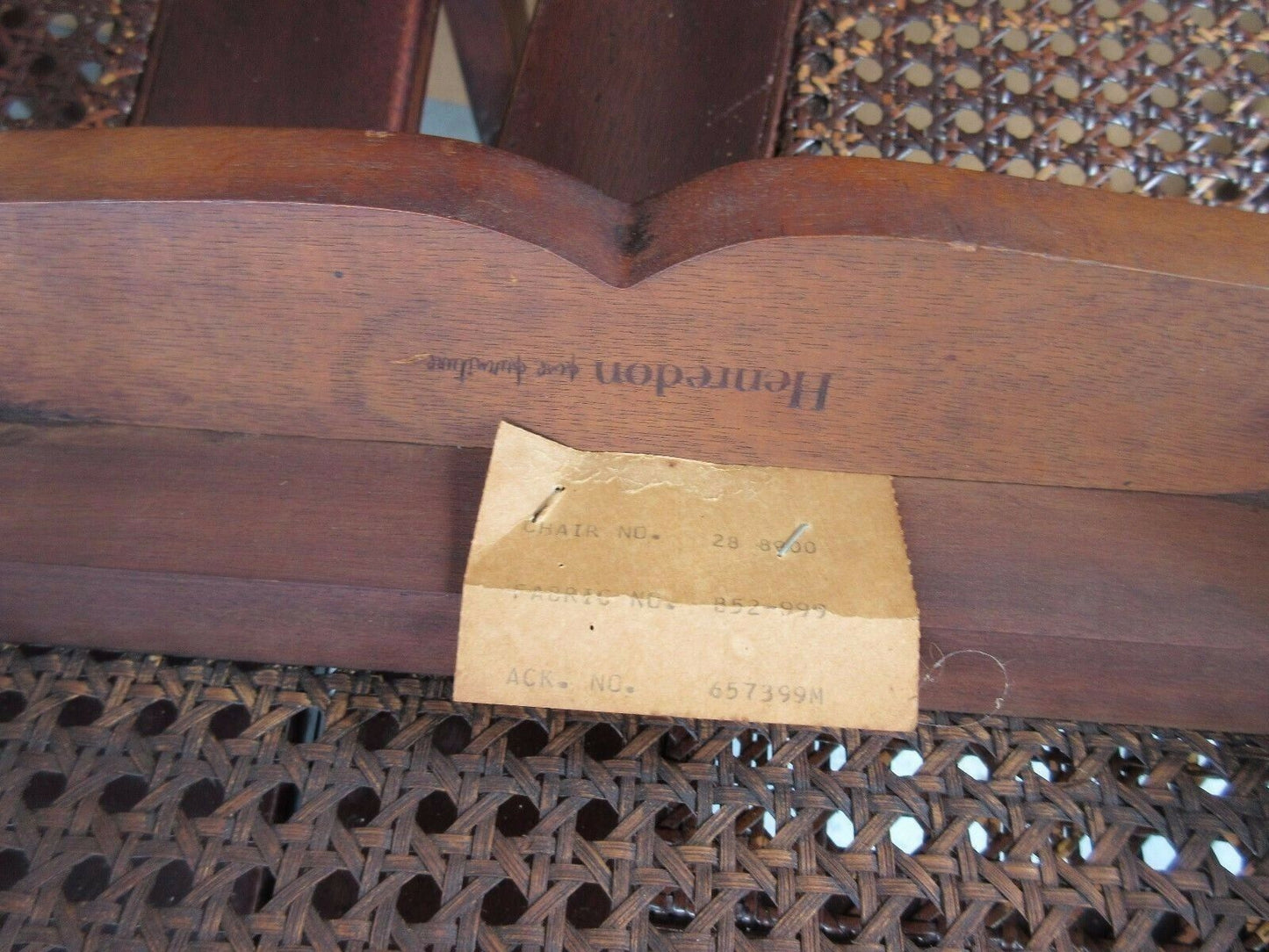 (5) Vintage HENREDON ASIAN COLLECTION Cane Upholstered Back Mahogany Dining Chairs