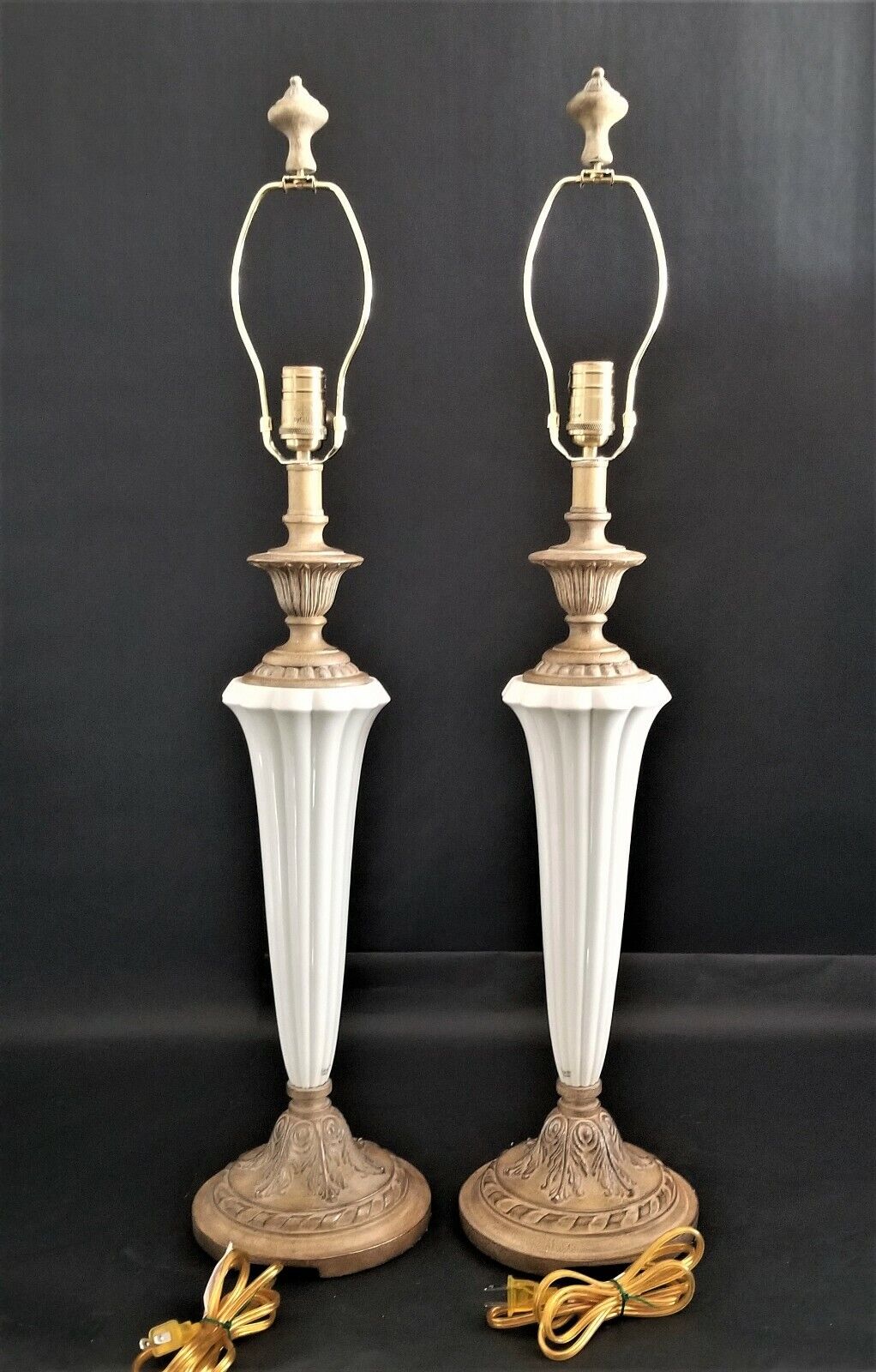 Pair of Elegant LENOX QUOIZEL Table Lamps with Coordinated Shades
