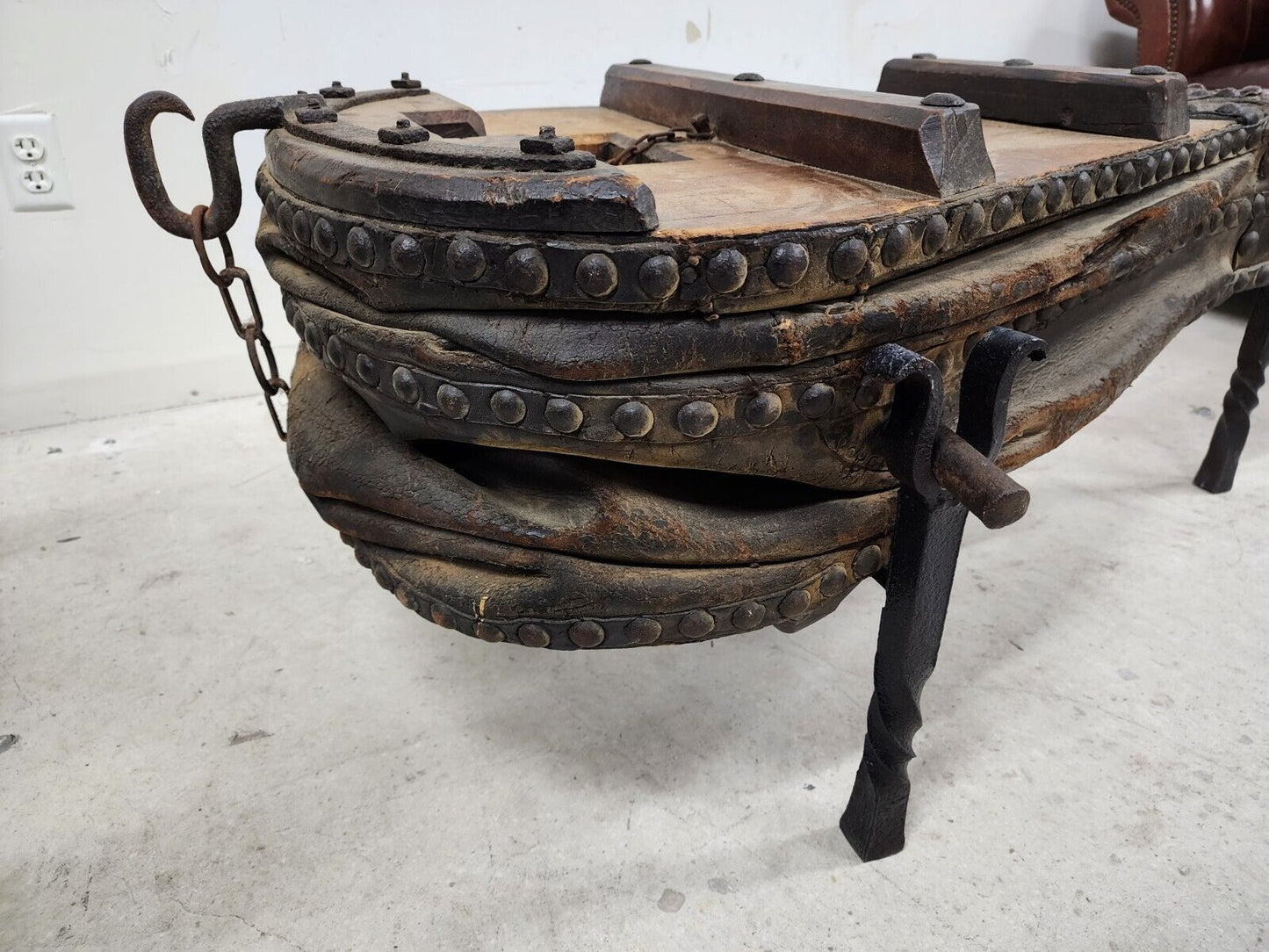 1800s French Blacksmith Bellows Rustic Coffee Table