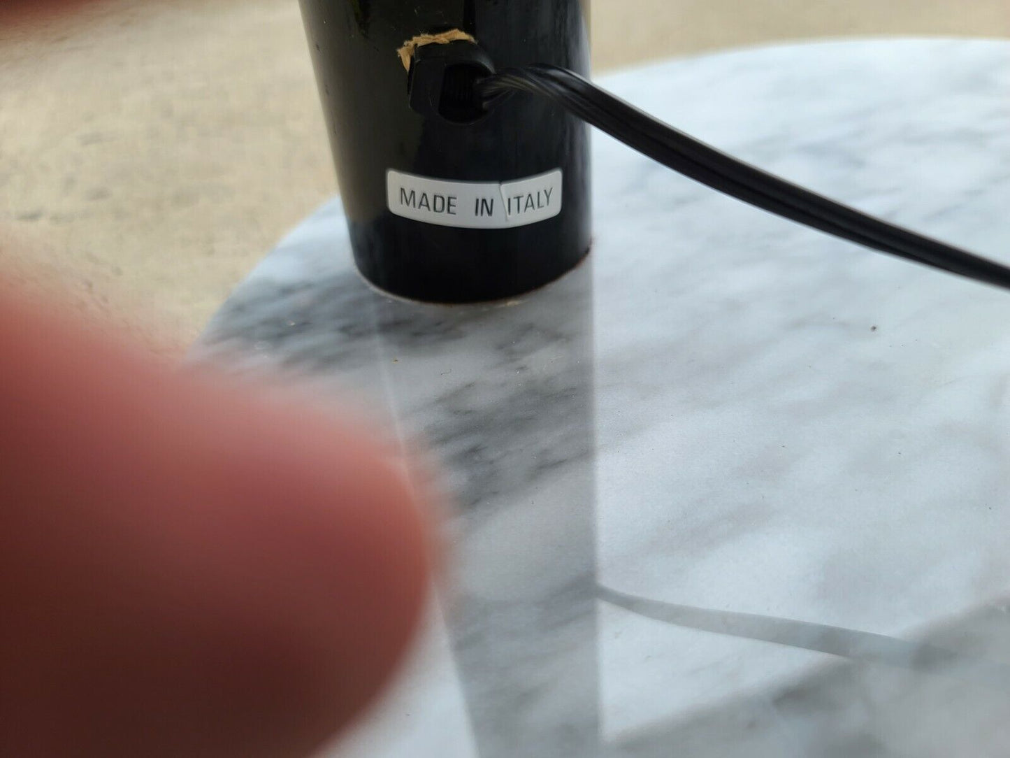 Mid-Century Modern Italian Black Chrome & Marble Guzzini Style Arc Floor Lamp