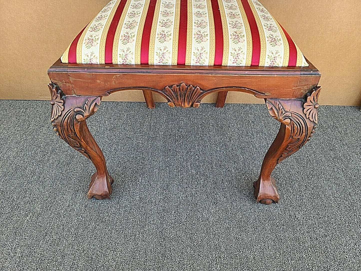 Vintage Mahogany Chippendale Ball & Claw Scroll Back Dining Desk Accent Chair