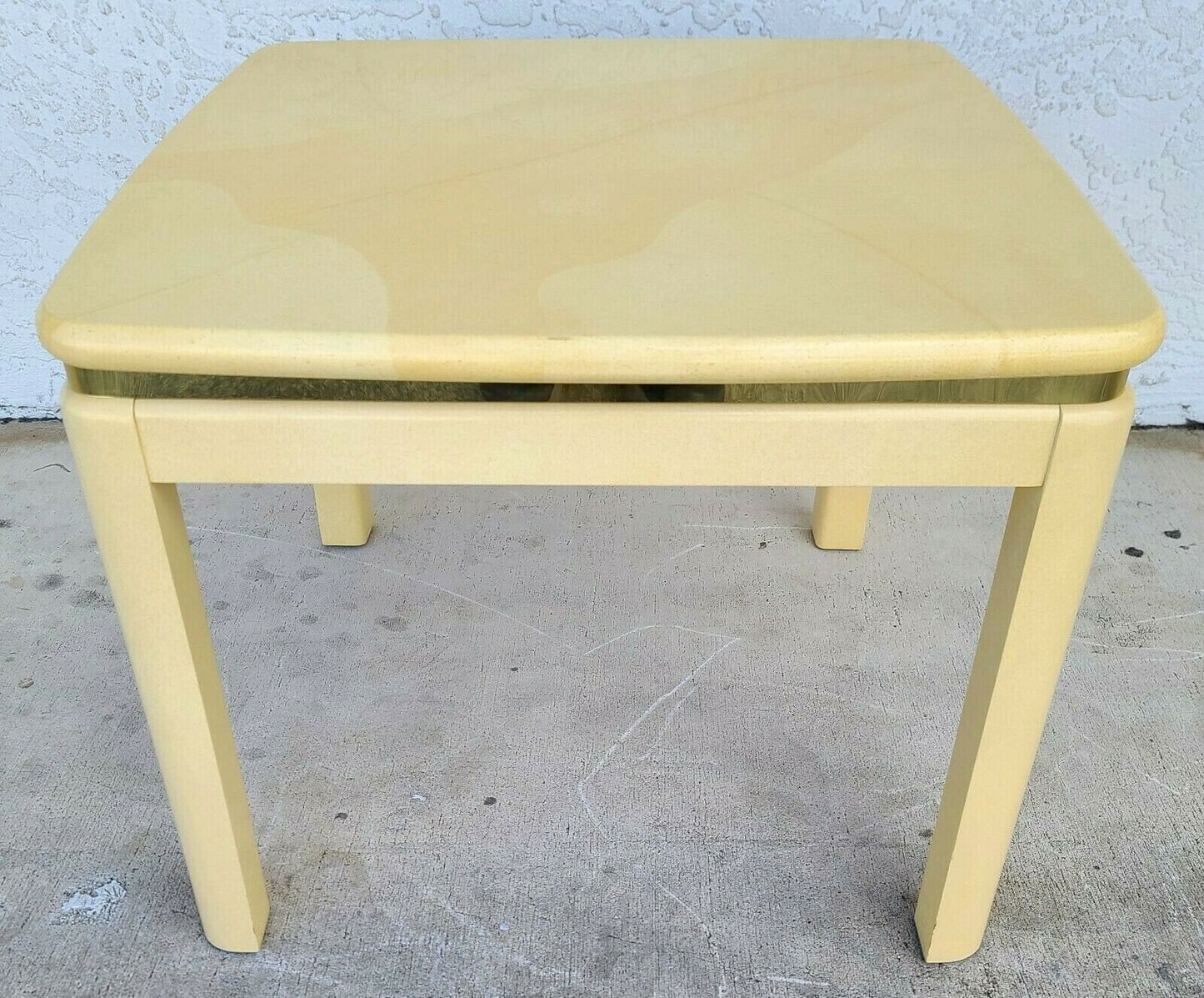 KARL SPRINGER Style Faux Lacquered Goatskin Side End Table