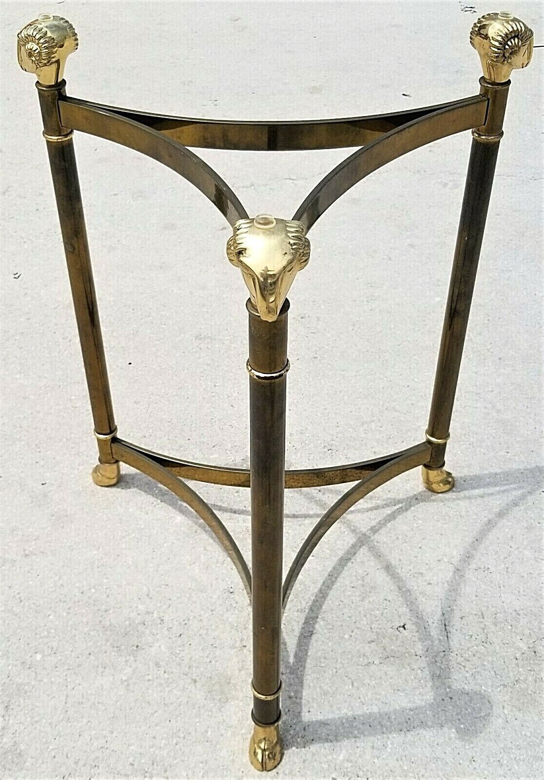 LaBarge Style Hollywood Regency Brass Rams Head Hoof Footed End Side Table