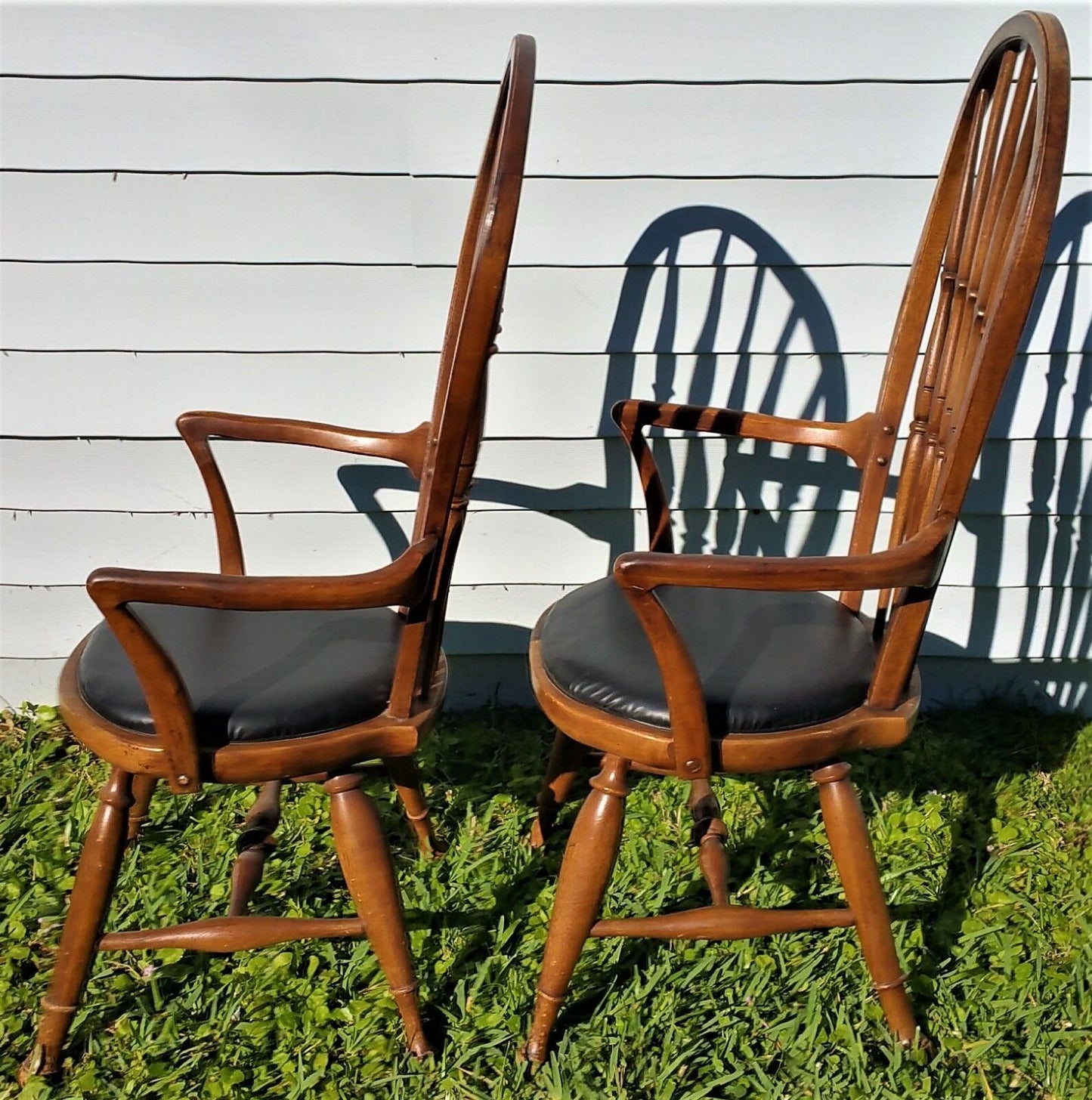Pair Vtg Mid Century 1954 THOMASVILLE Bentwood Windsor Dining Armchairs Bowback