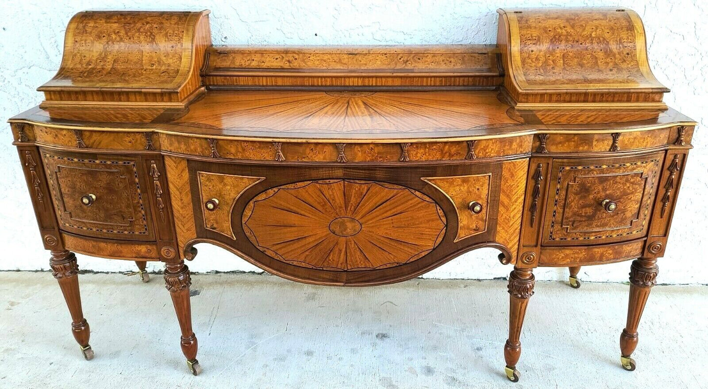 Antique c 1900 Art Nouveau Amboyna Burl Hand Carved Walnut Dresser
