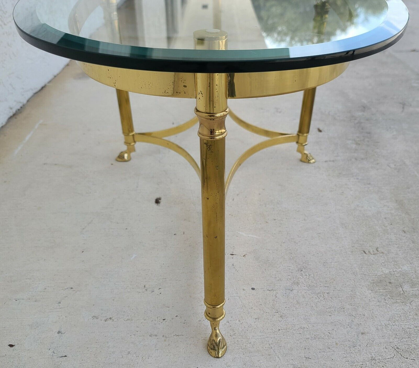 Vintage LaBarge Hollywood Regency Brass Hoof Footed Cocktail Coffee Table Italy