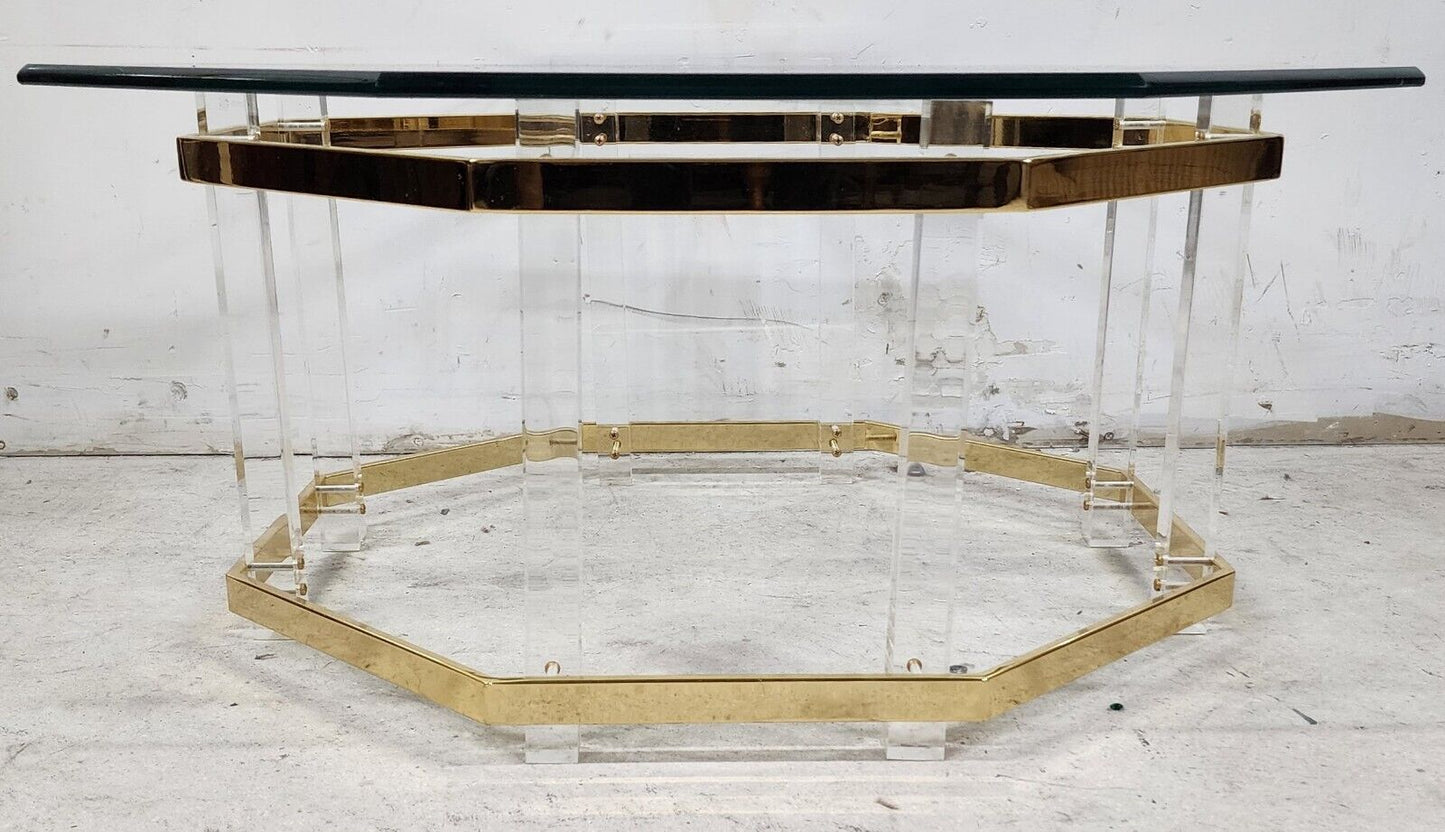 Lucite Coffee Table CHARLES HOLLIS JONES Style 24 Karat Gold Plated