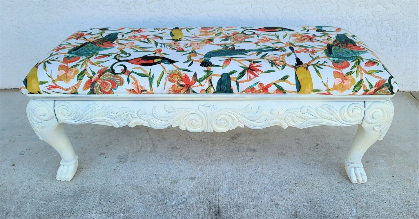Louis XVI Style Tropical Island Solid Wood Linen Bench 50"