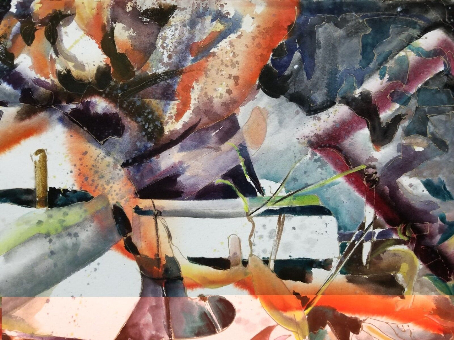 Large Original Abstract Watercolor Painting 30" x 22"