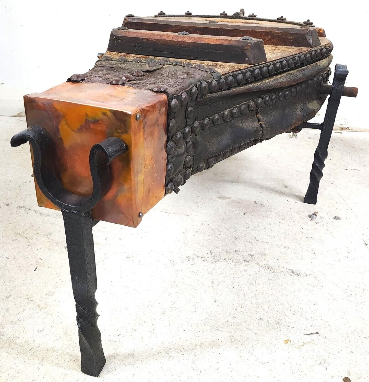 1800s French Blacksmith Bellows Rustic Coffee Table