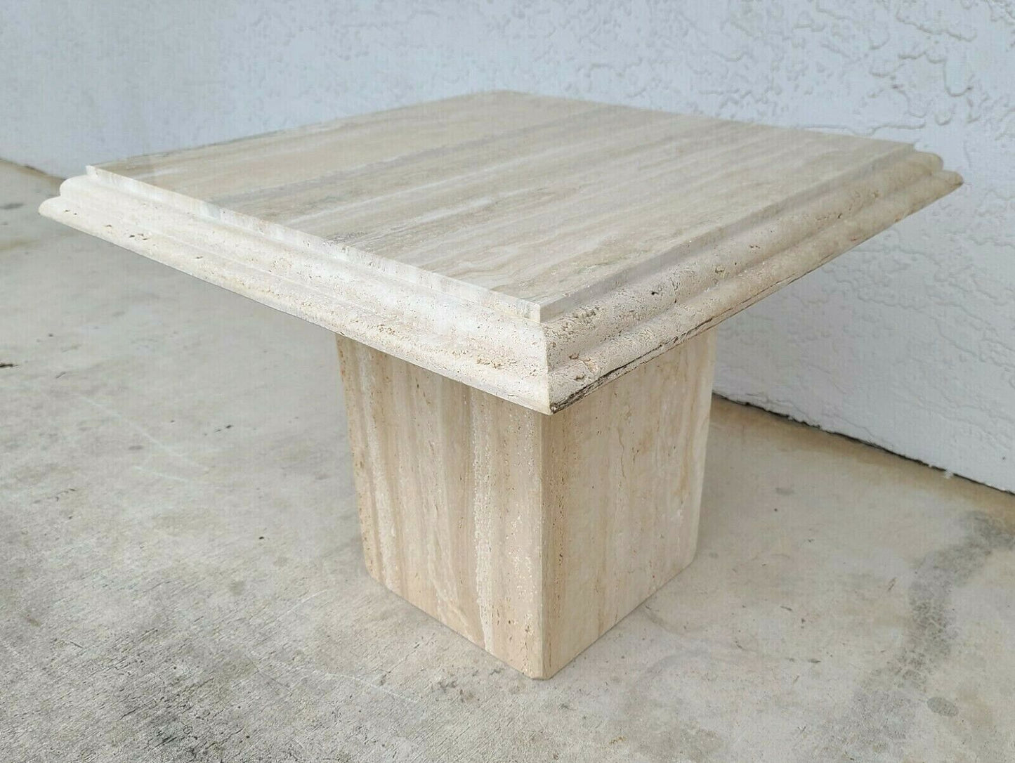 Midcentury Italian Travertine Side End Table by Stone International