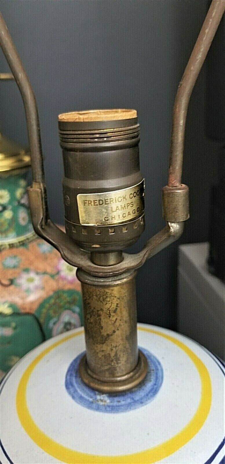 Large Signed FREDERICK COOPER Asian Chinoiserie Figures and Flowers Table Lamp