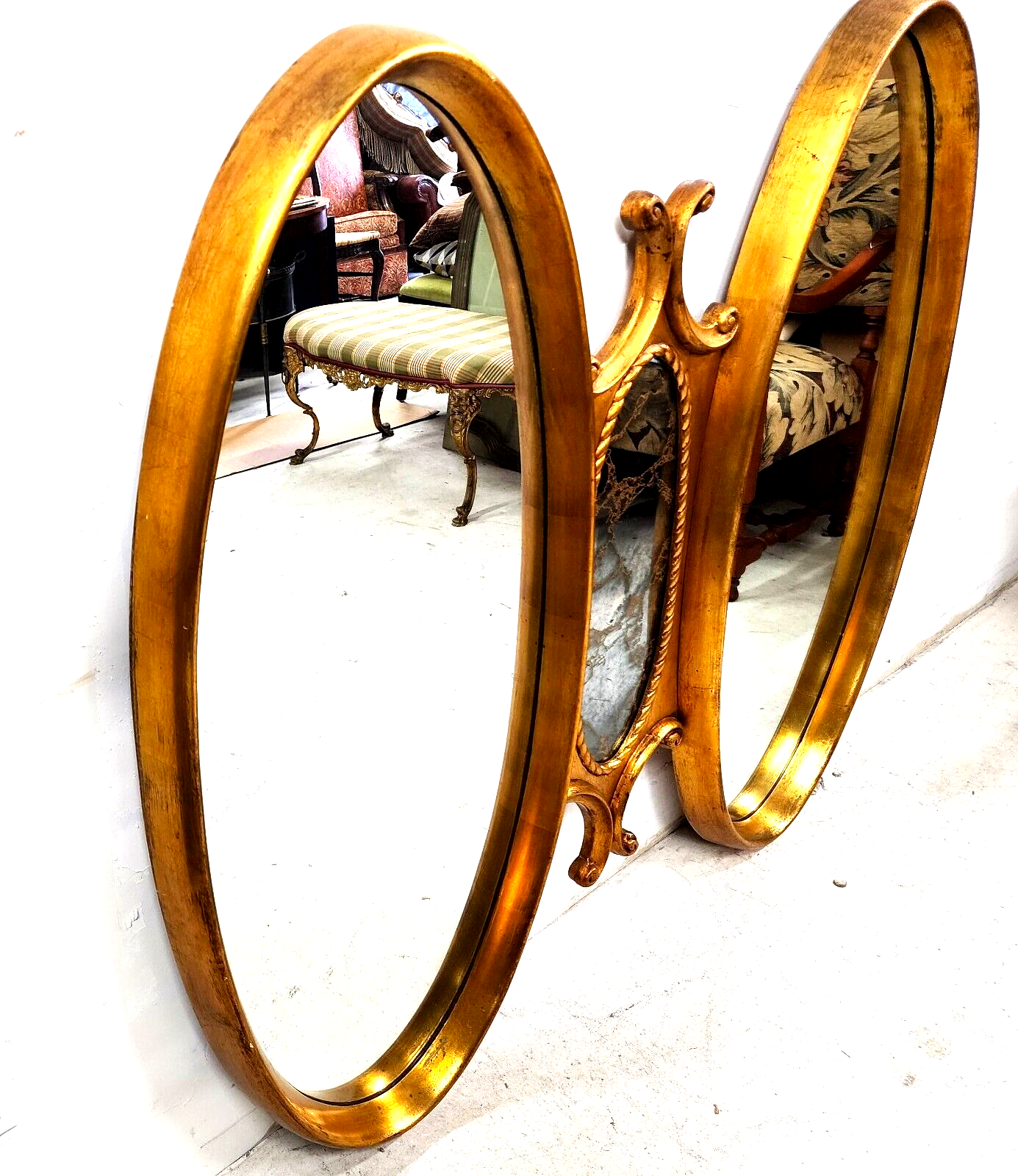 French Giltwood Mirror Gold Leaf Vintage Huge 54" x 48"