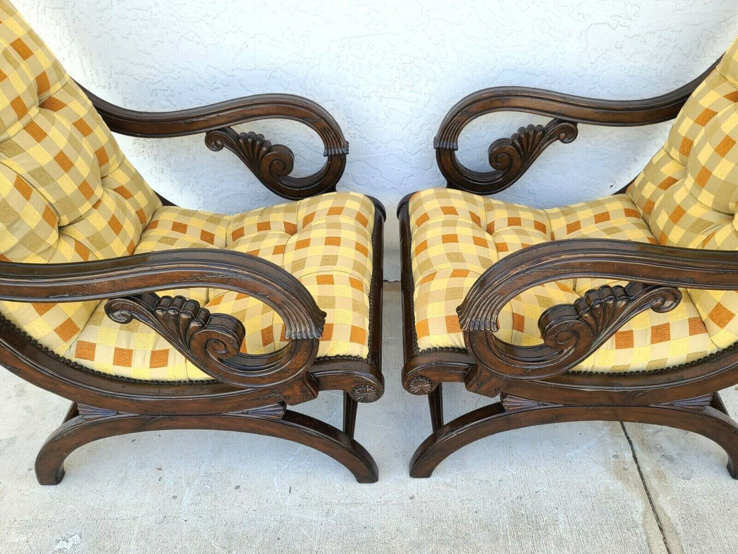 Tufted Regency Style Armchairs By MARGE CARSON