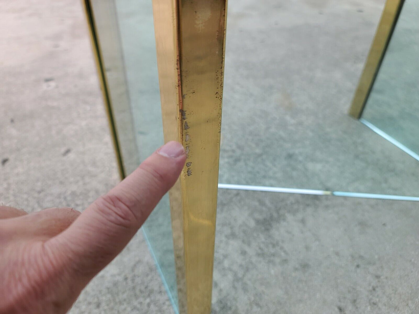 1970's Leon Rosen for PACE COLLECTION Glass & Brass Dining Table 72" x 40"