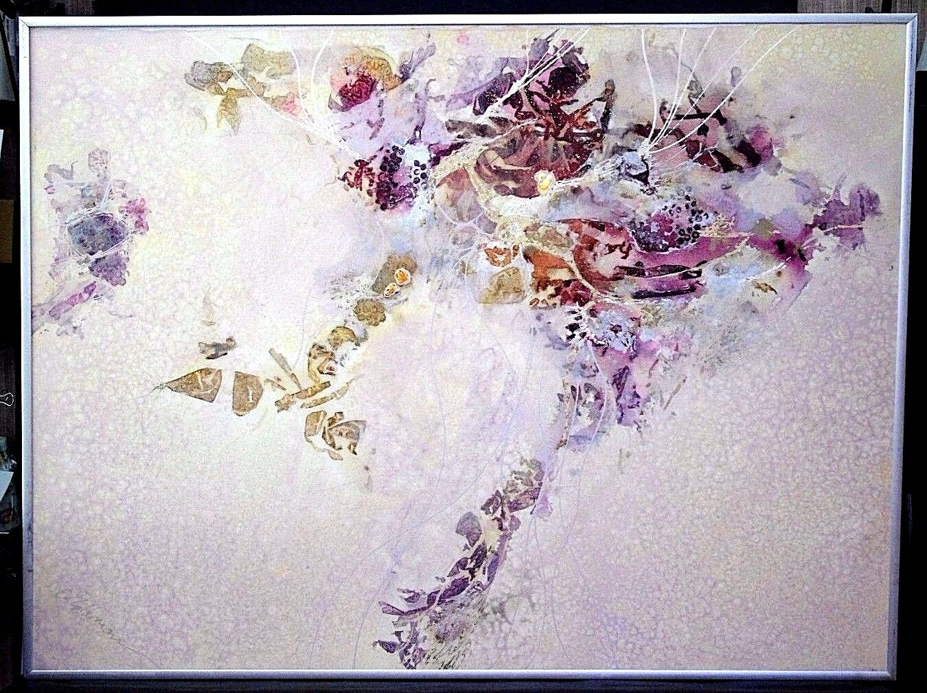 Edward Goldman (1916-2006) Abstract Acrylic Canvas Painting Signed Titled 48"