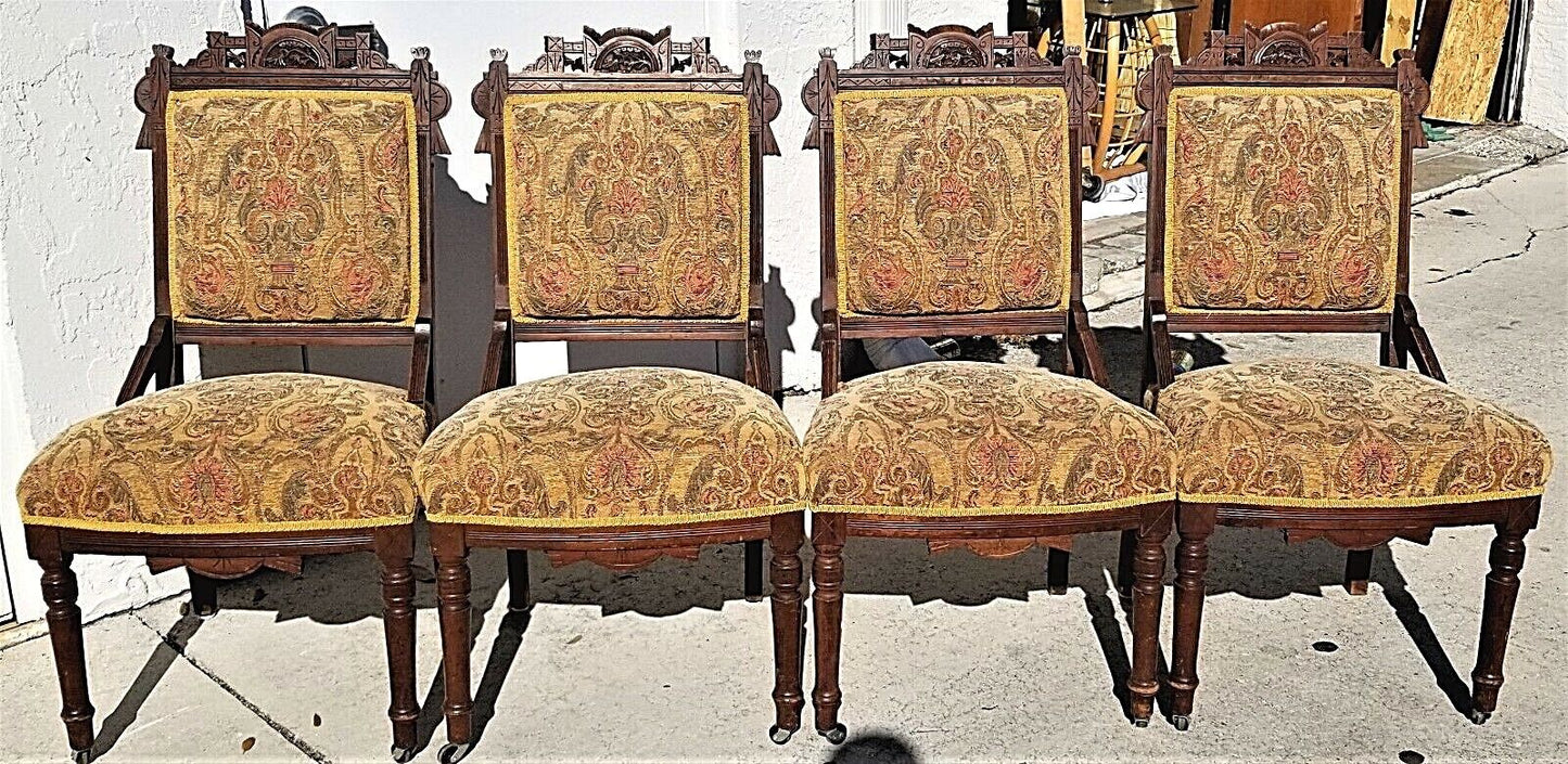 (1) ONLY William IV ca 1830 Hand Carved Mahogany Chairs Burl Bar Back Brass Inlay