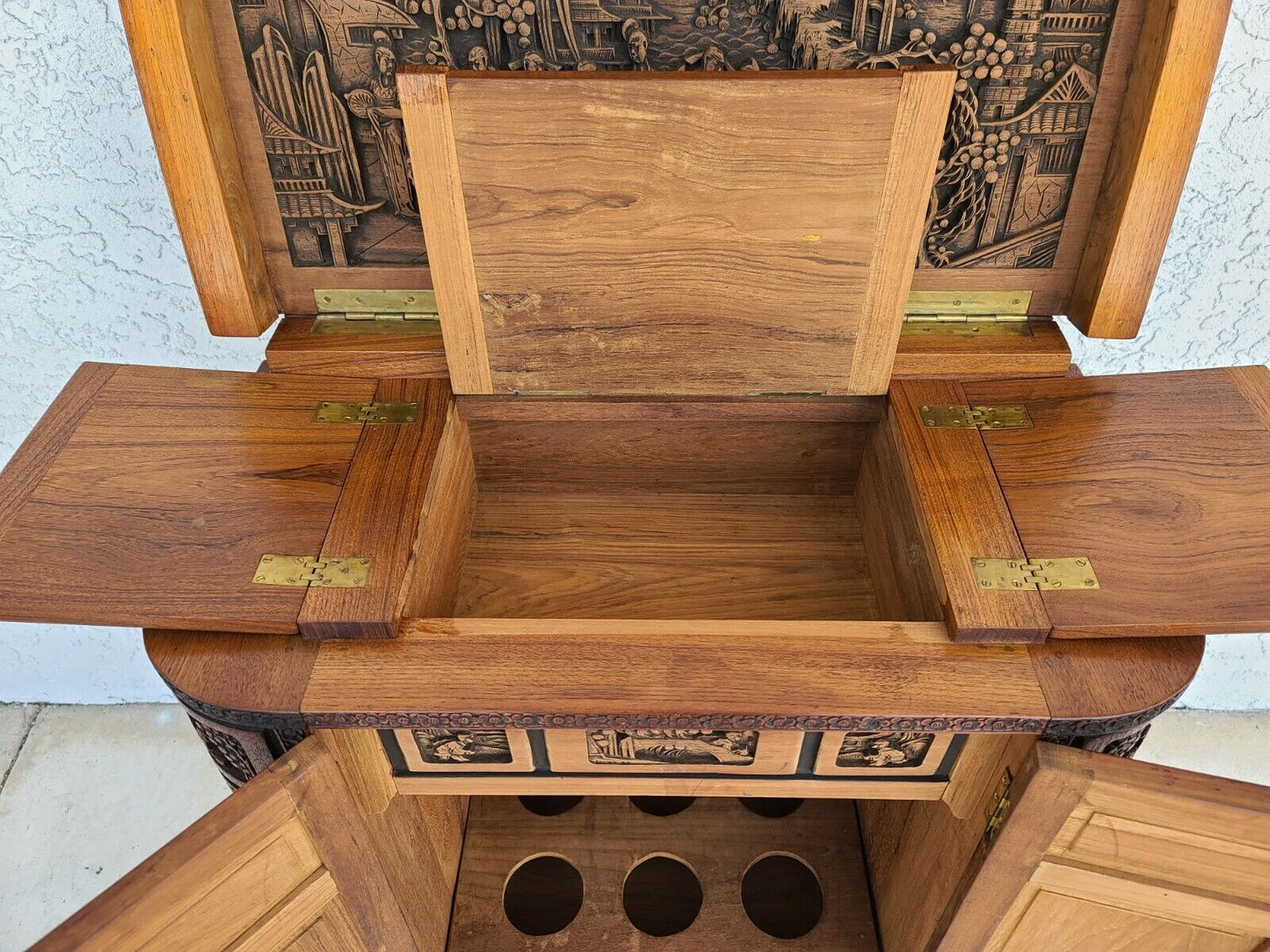 Camphor Wood Dry Bar Cabinet Mid Century Asian Chinoiserie