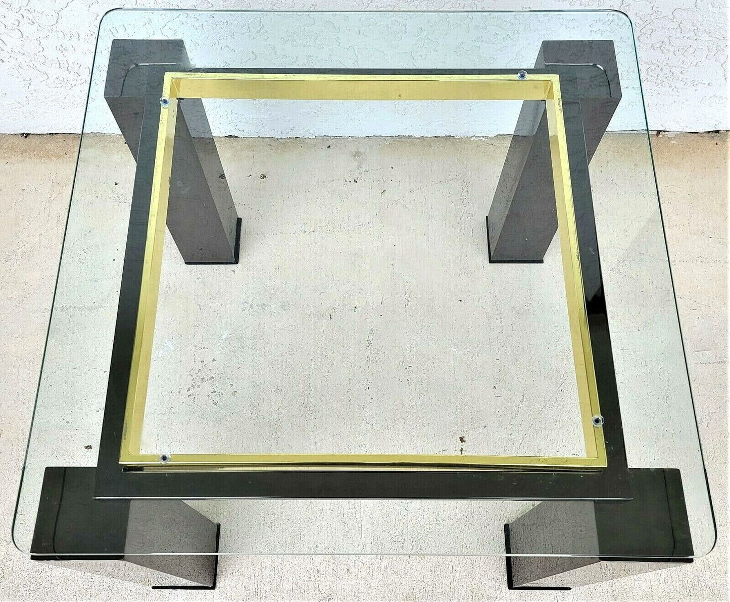 MCM Milo Baughman Style Italian Black Chrome Brass Glass Coffee Side End Table