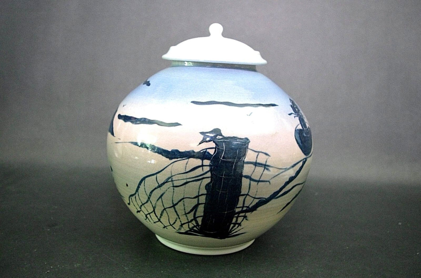 1978 Rex Fogt Signed Hand Painted Porcelain Lidded Jar Art Pottery Toledo Museum