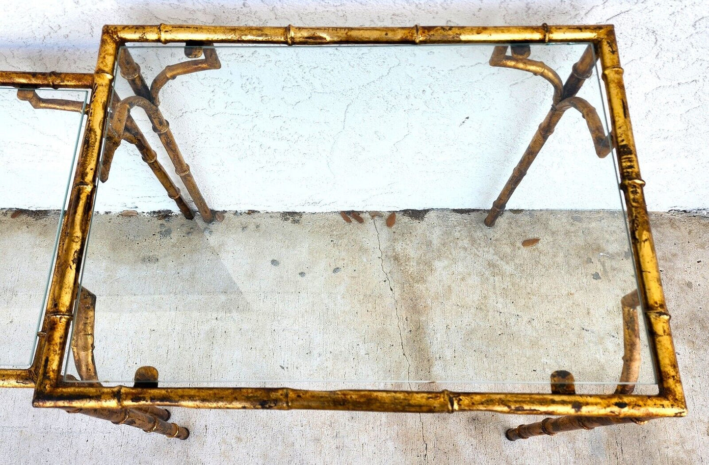 Vintage Nesting Tables Gilded Faux Bamboo Set of 3