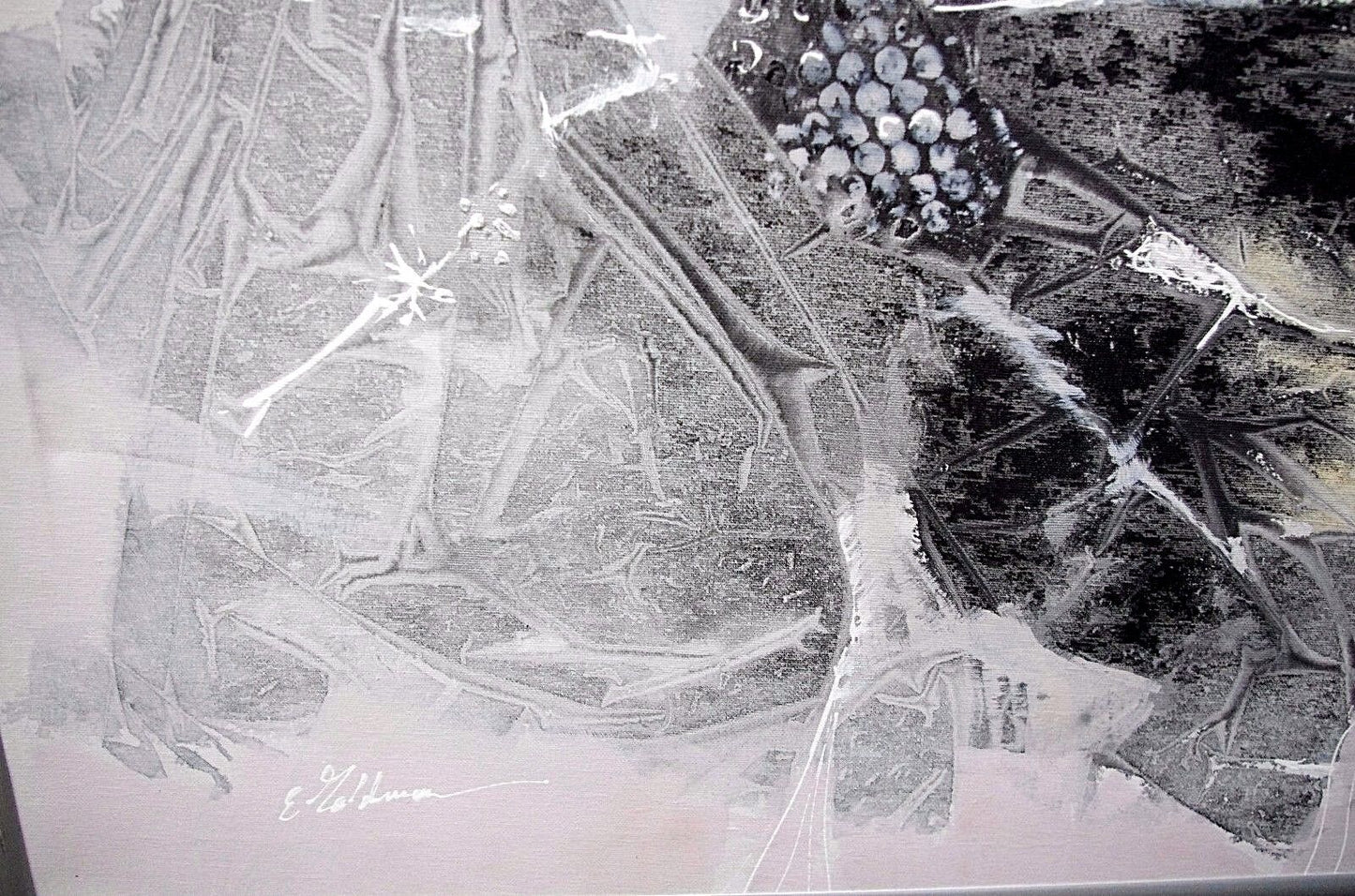 Edward Goldman (1916-2006) Abstract Acrylic Canvas Painting Signed Titled 48"