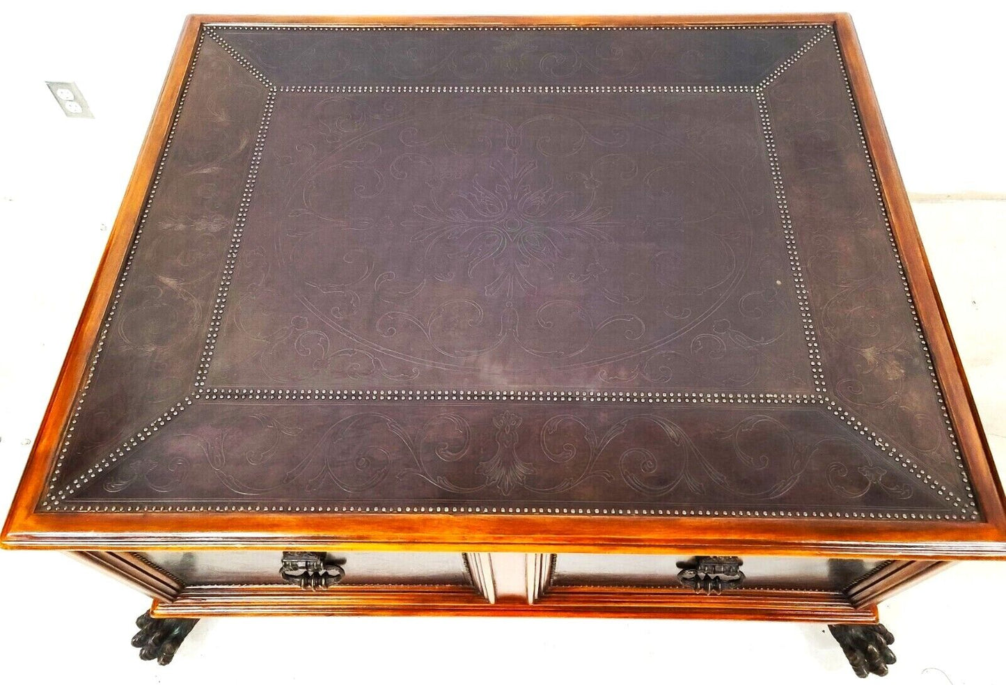 THEODORE ALEXANDER Armoury Collection Etched Brass Cocktail Table 50" x 40"