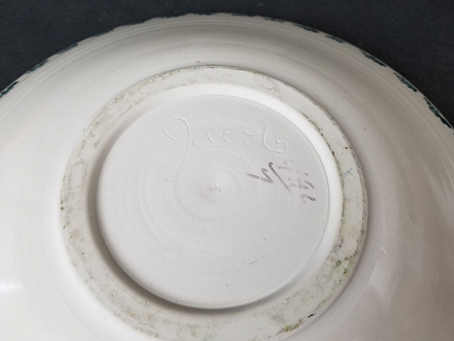 Beautiful Signed HENRI JACOBS Arita Japan Hand Turned Painted Shallow Bowl 14"