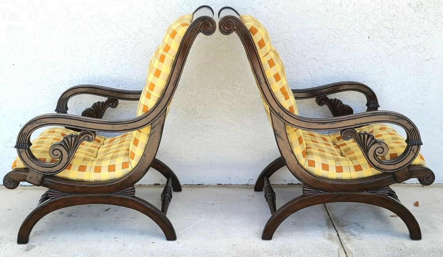 Tufted Regency Style Armchairs By MARGE CARSON