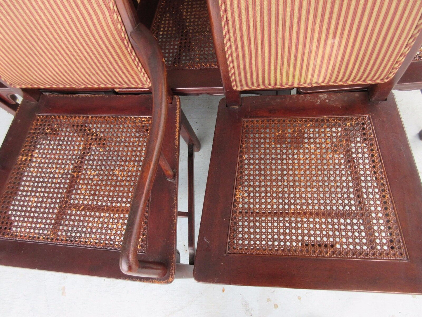 (5) Vintage HENREDON ASIAN COLLECTION Cane Upholstered Back Mahogany Dining Chairs