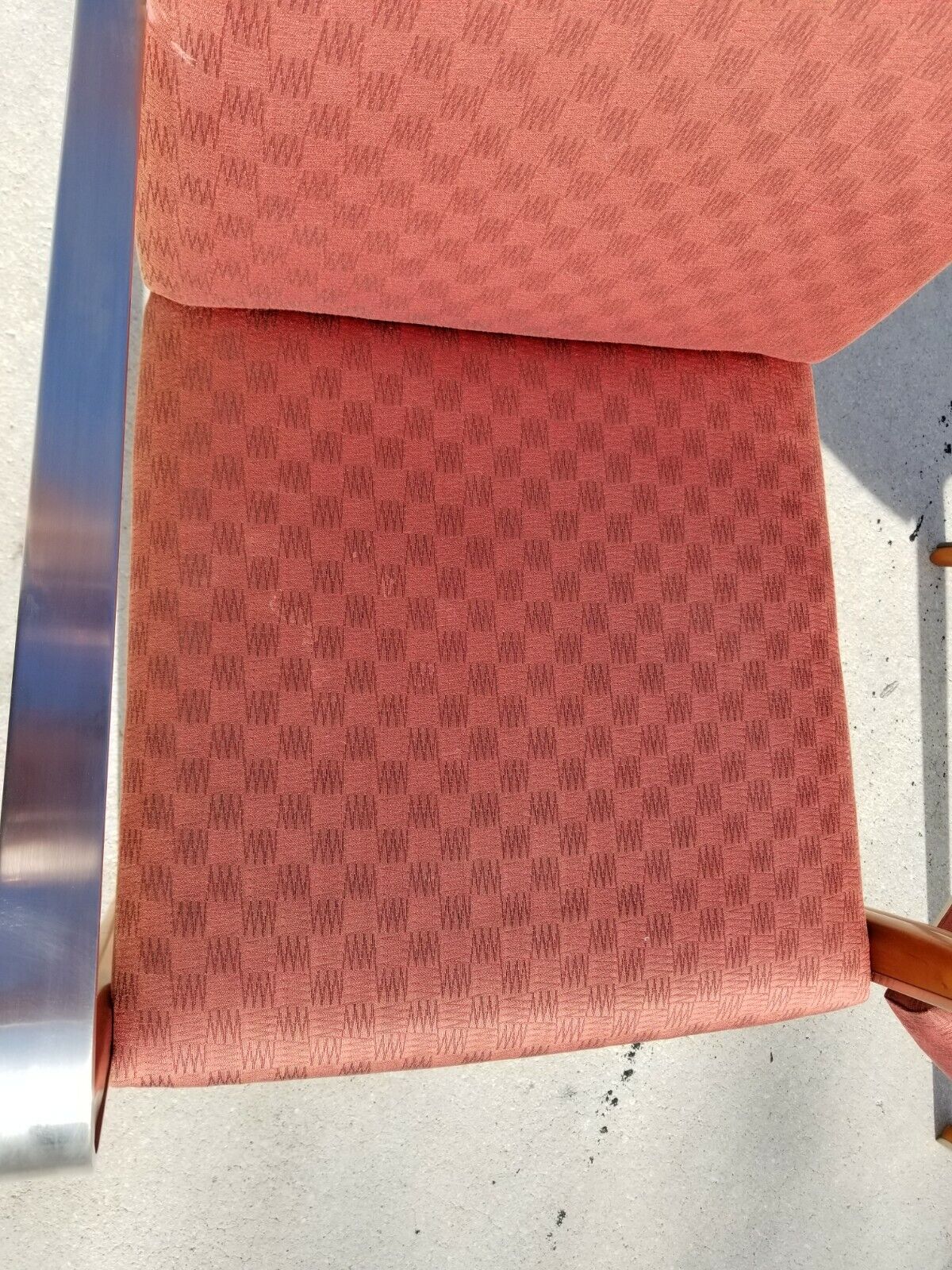 Set of 2 MCM Solid Chrome & Wood Dining Armchairs Accent Chairs