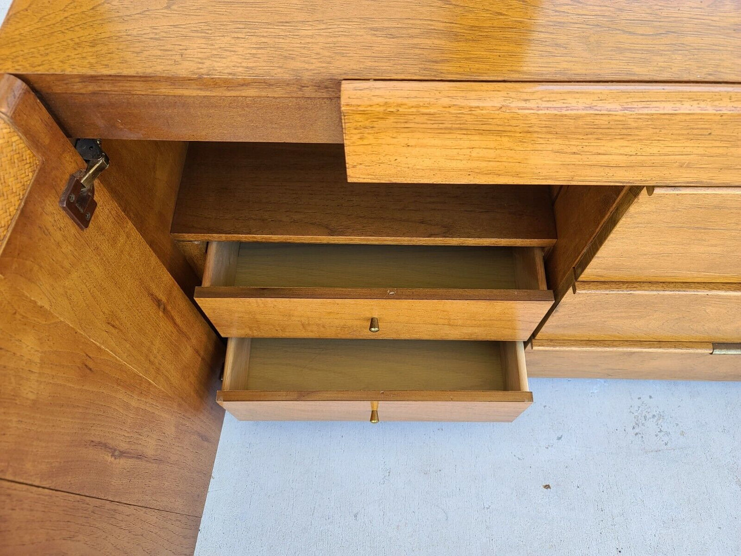 Vintage MCM Dresser Credenza Glass Top by FOUNDERS