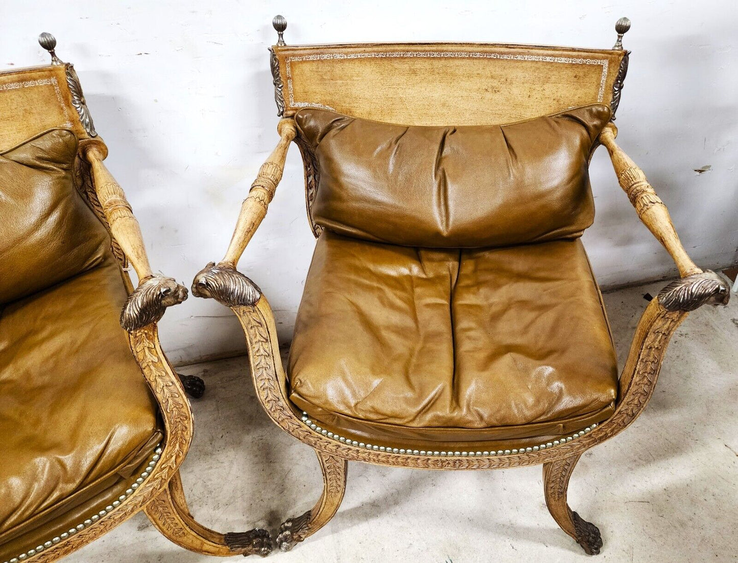 Hollywood Regency Leather " Cleopatra " Armchairs by FERGUSON COPELAND