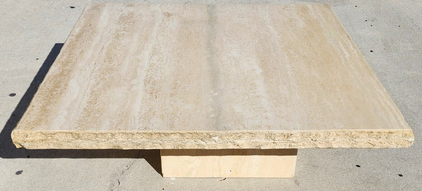 Italian Live Edge Travertine Polished Coffee Table 1970s by STONE INTERNATIONAL