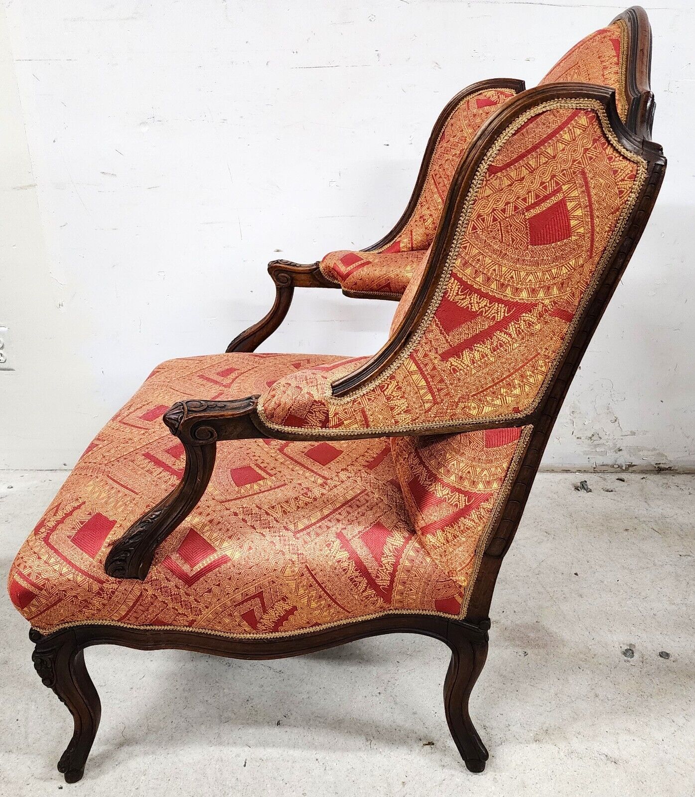 French Provincial Chair Wingback Walnut Bergere Antique