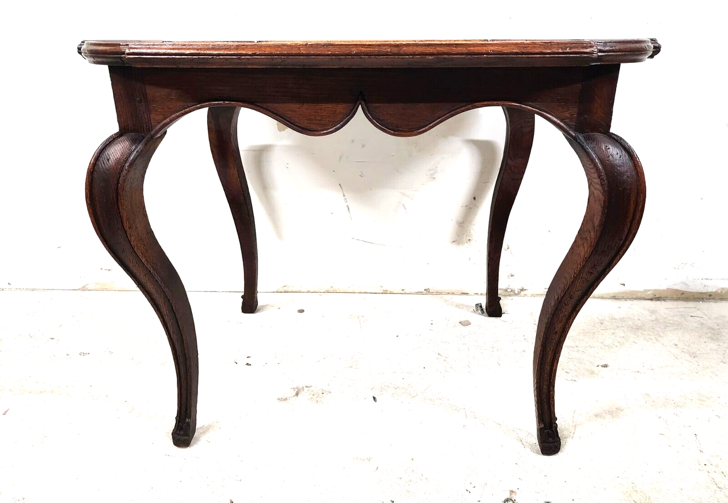 Country French Side Table Leather Top Oak Antique