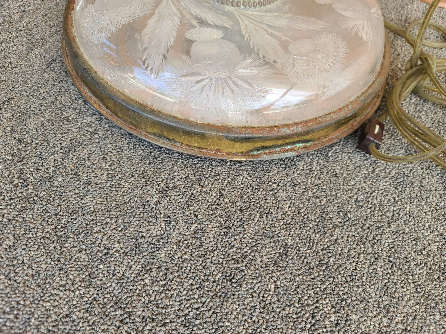 Vintage Signed Cut Thistle Pattern Lead Crystal Dual Light Floor Lamp 67"