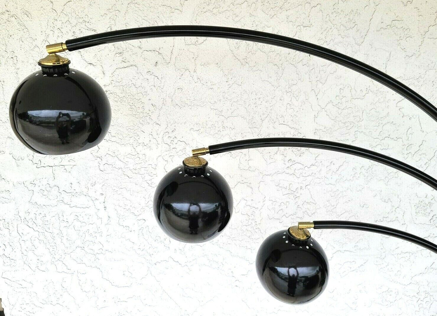 Mid-Century Modern Italian Black Chrome & Marble Guzzini Style Arc Floor Lamp