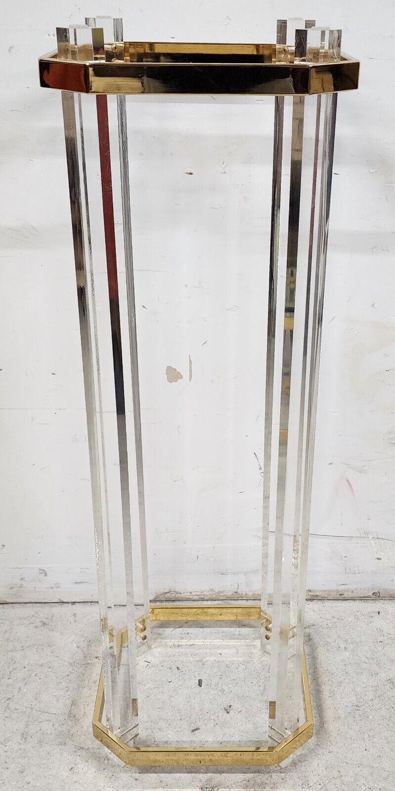 Lucite Pedestal Display Stand CHARLES HOLLIS JONES Style 24 Karat Gold Plated