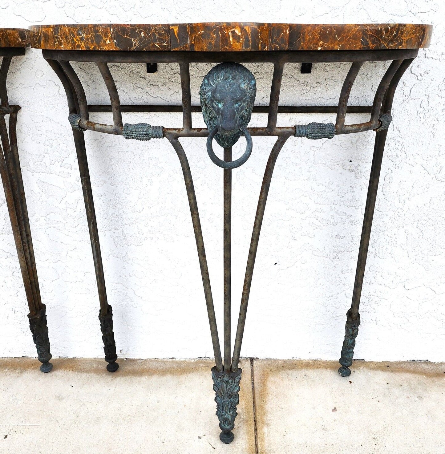 French Console Tables Bronze Tessellated Marble by MAITLAND SMITH - a Pair