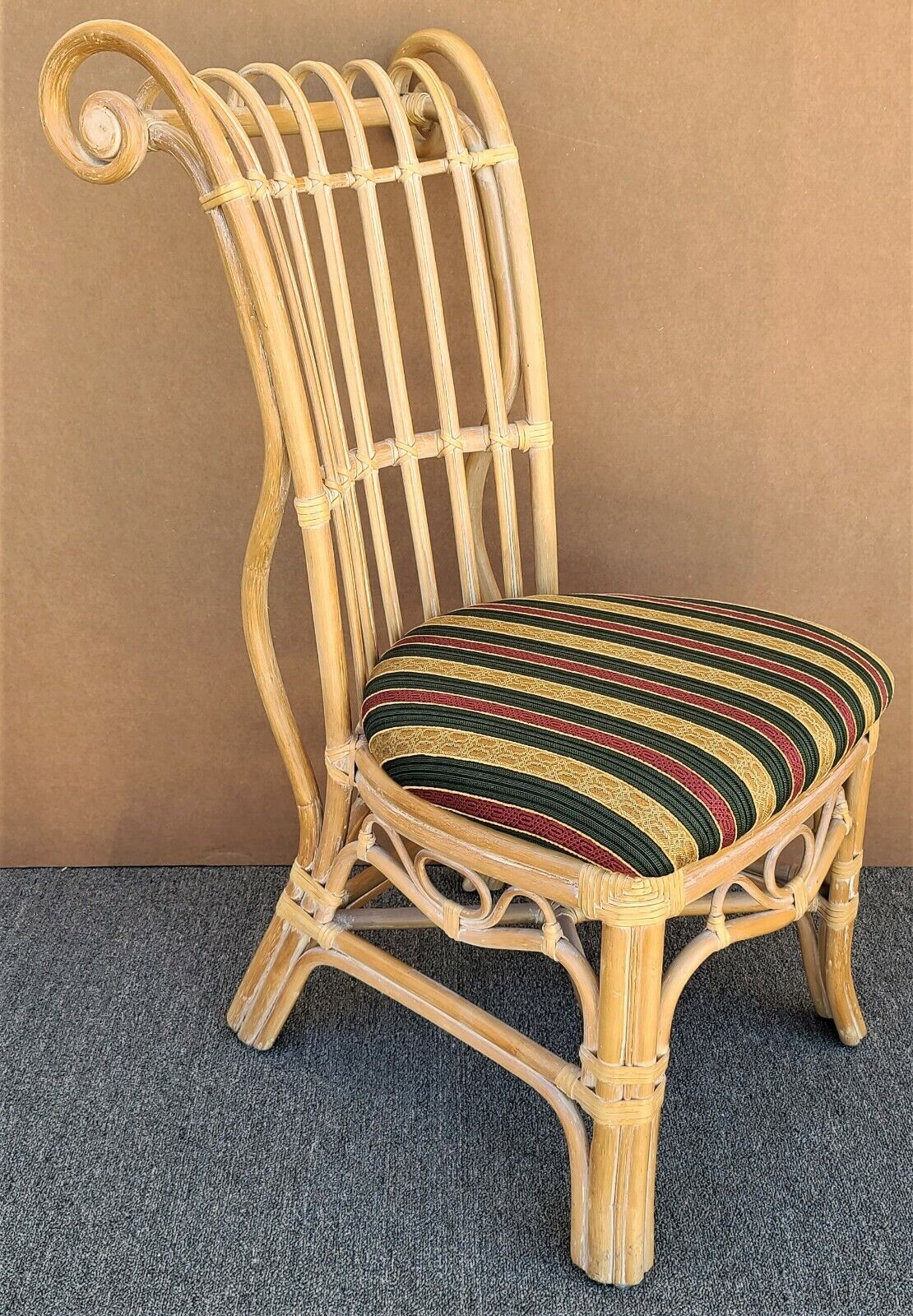 GARCIA IMPORTS Scroll Back Bentwood Bamboo Rattan Desk Dining Accent Chair Spain