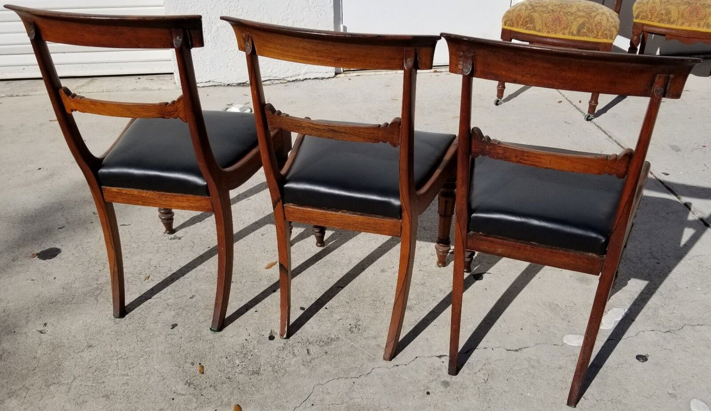 (1) ONLY William IV ca 1830 Hand Carved Mahogany Dining Chairs Turned Legs