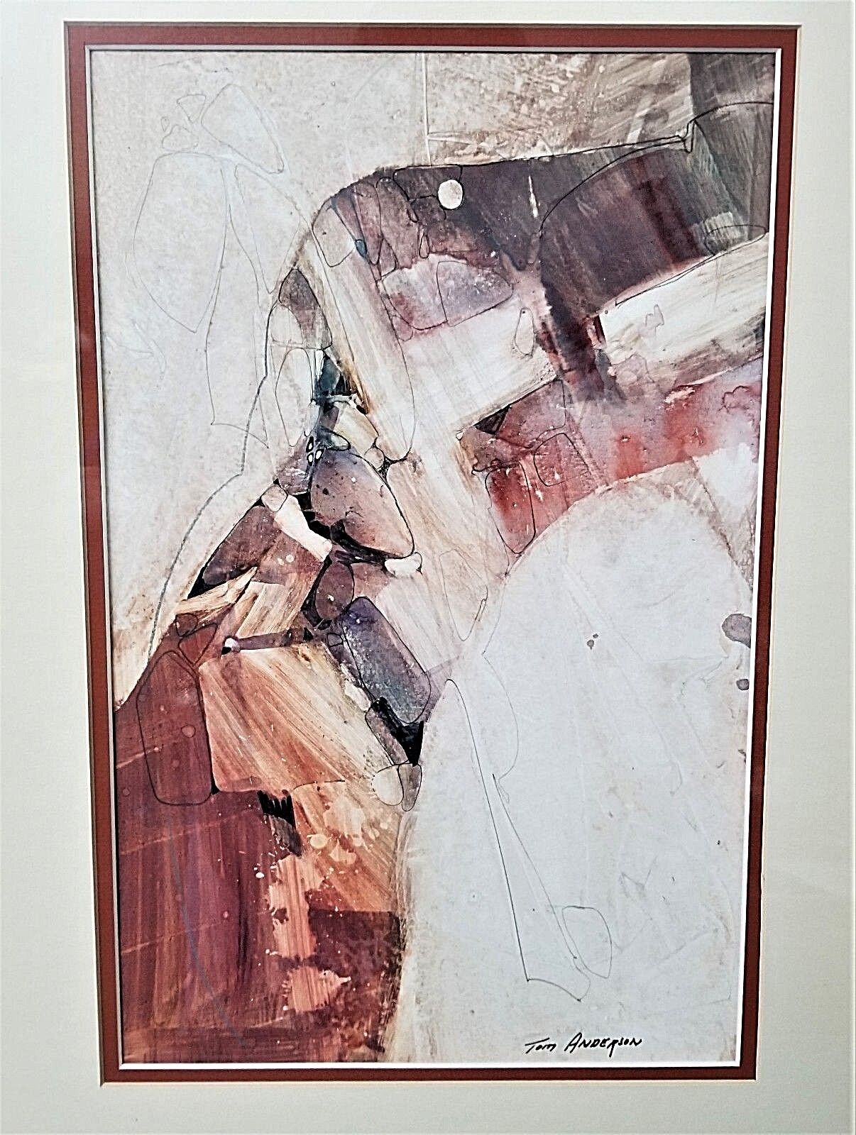 1985 Original TOM ANDERSON Hand Signed Acrylic Painting Geological Abstract