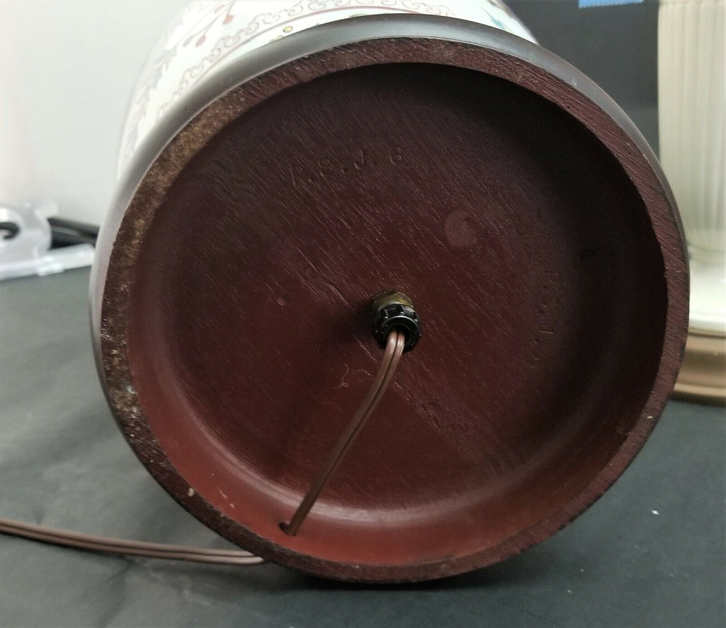 SHOAL CREEK LIGHTING Boar Crest Chinoiserie Table Lamp With Wood Base 29"