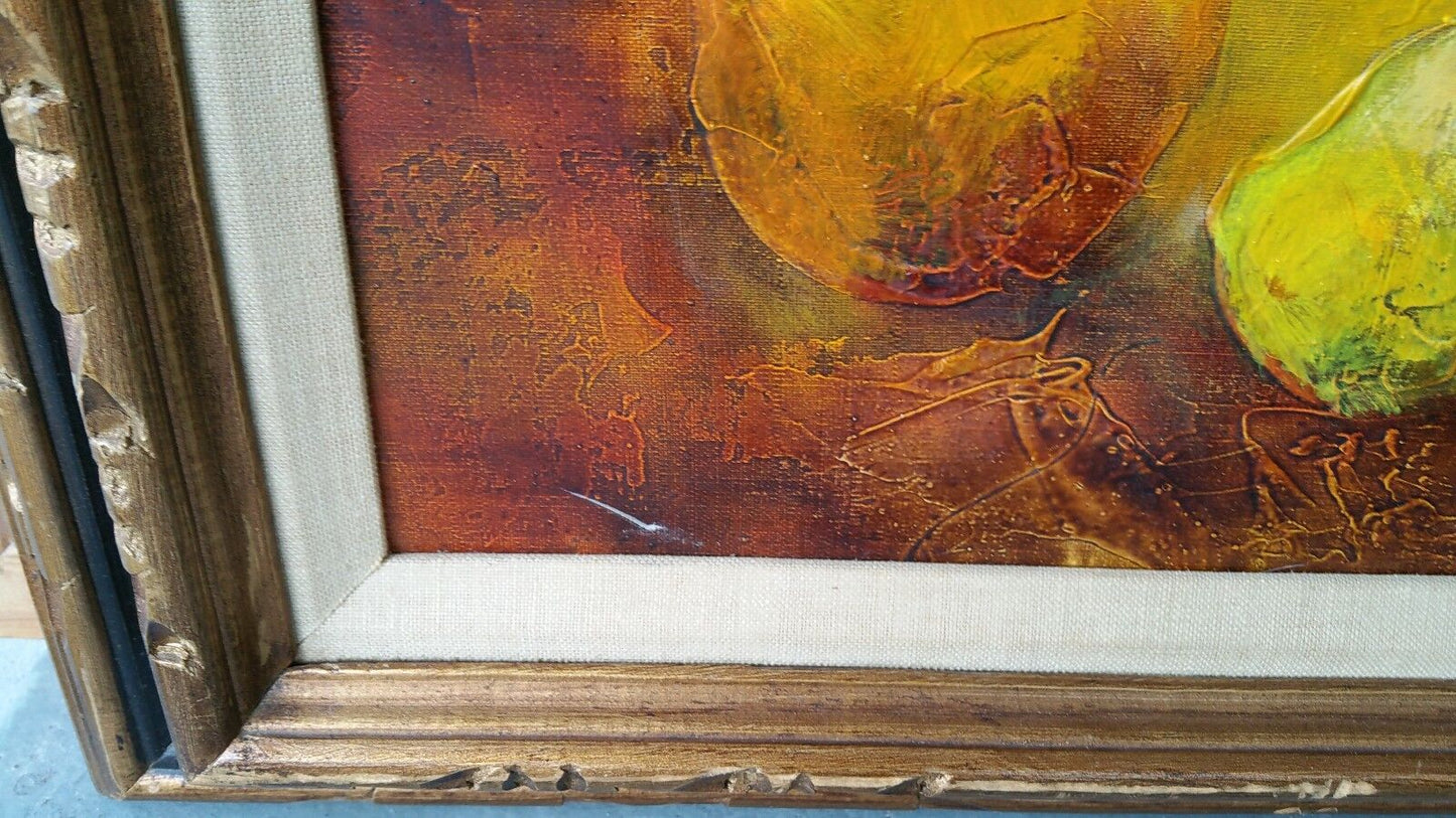 Vtg Signed P Leroy Still Life Impasto Impressionist Flowers Oil Painting Canvas